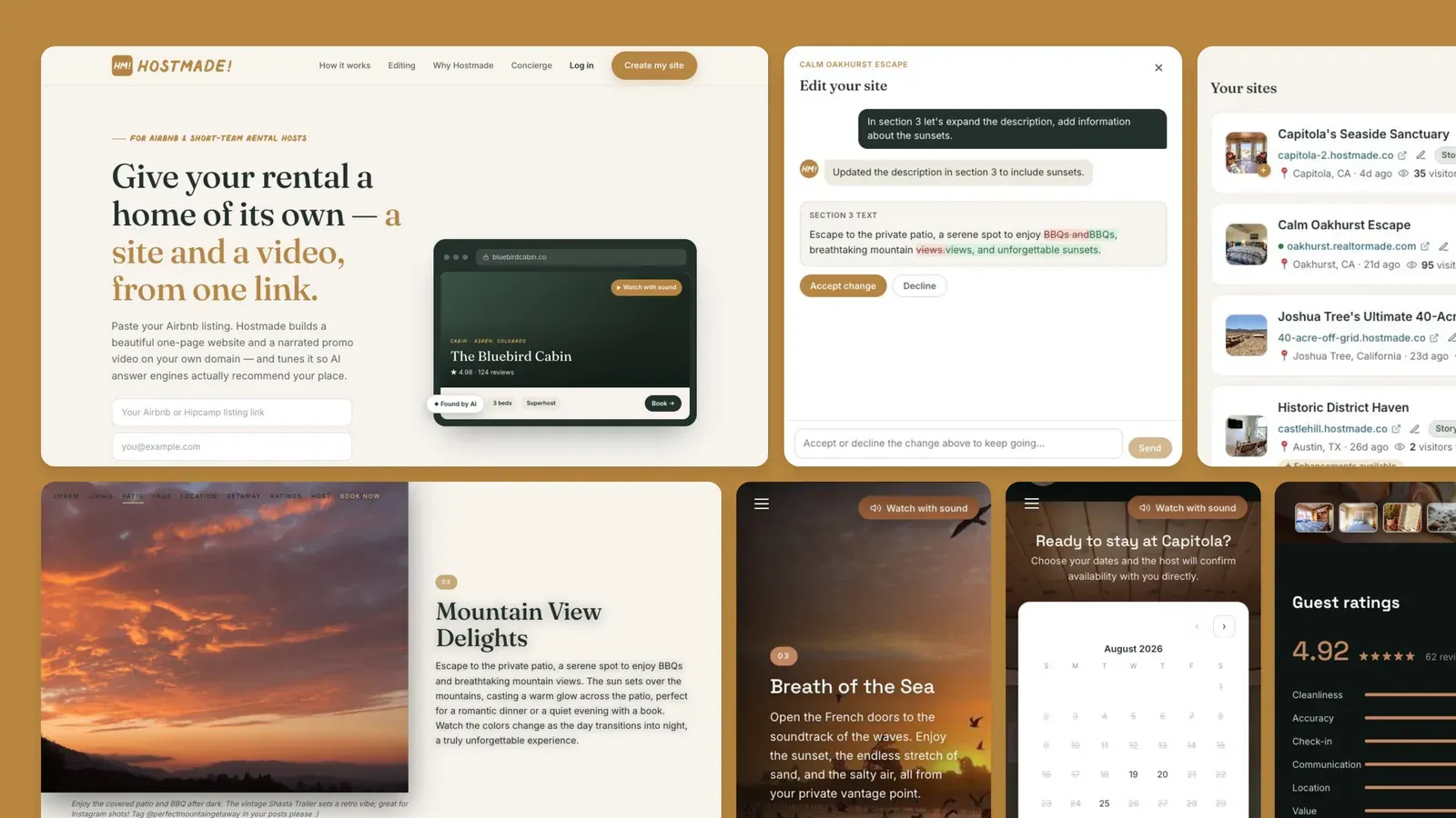 Hostmade — AI site builder and generated rental websites